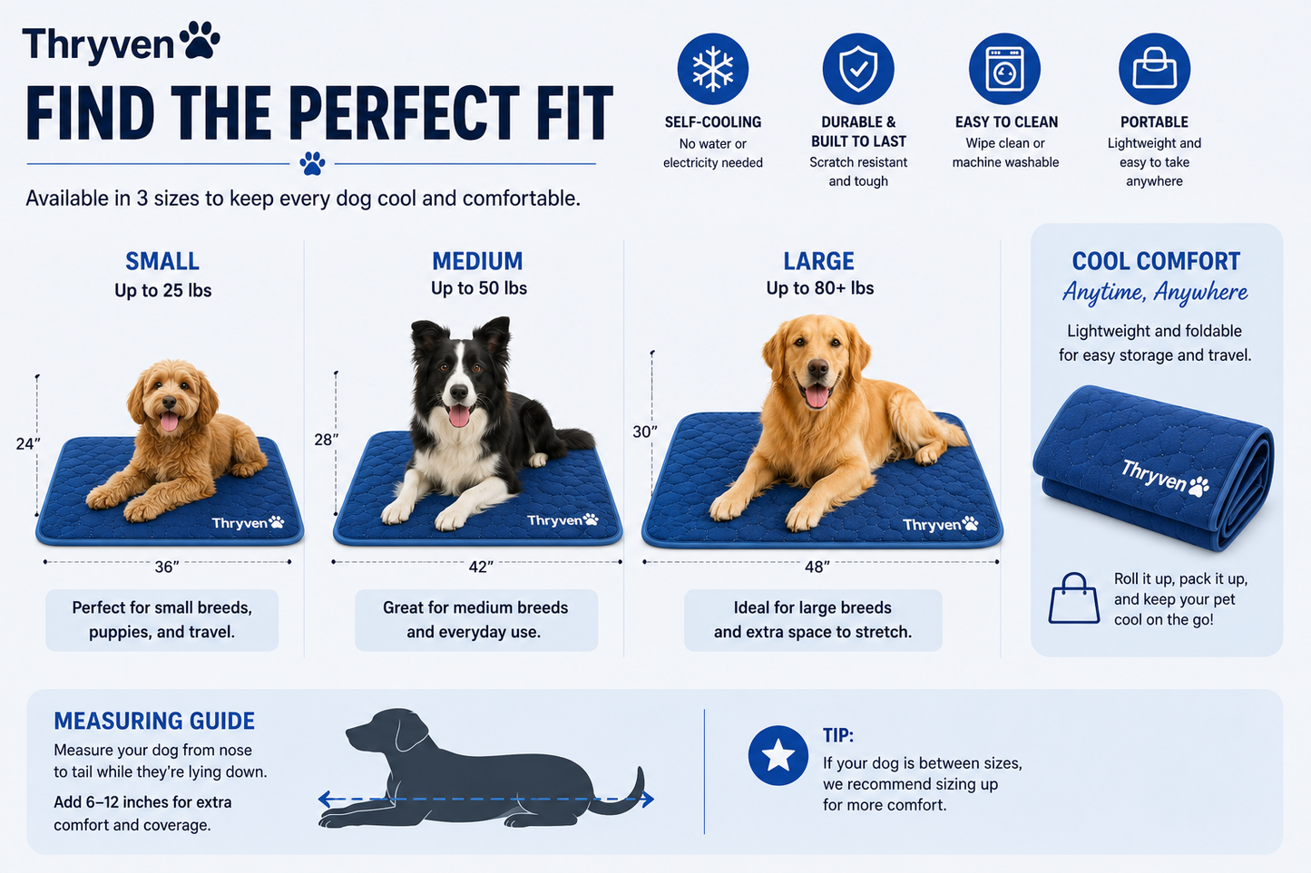 Thryven ChillNest™ Cooling Pet Mat
